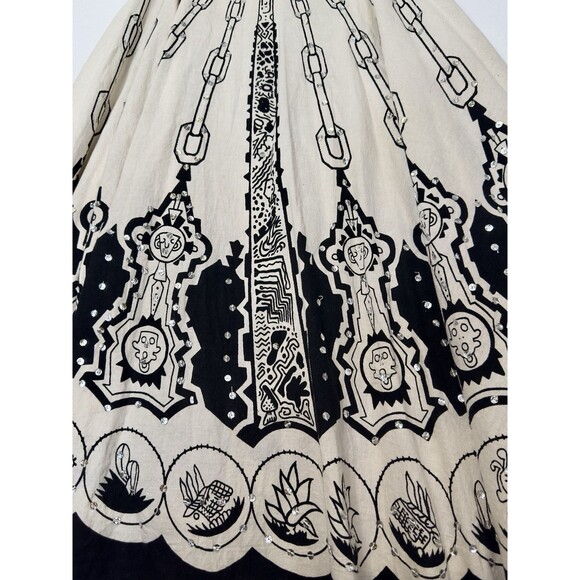 Cotton express Skirt Large Black And White Boho Gypsy Prairie Peasant Skirt - Picture 5 of 8
